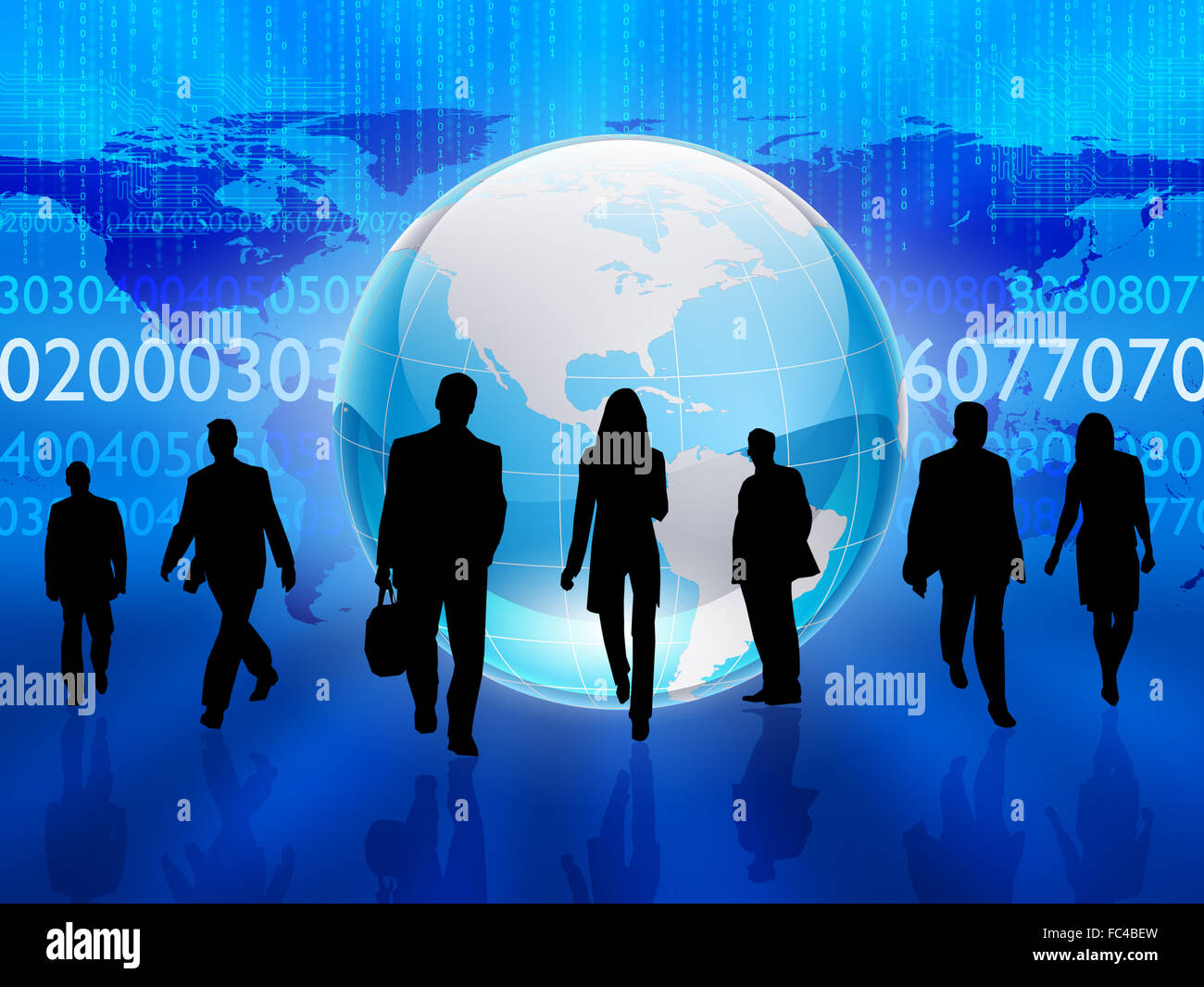 Silhouettes of people in the abstract business background Stock Photo ...