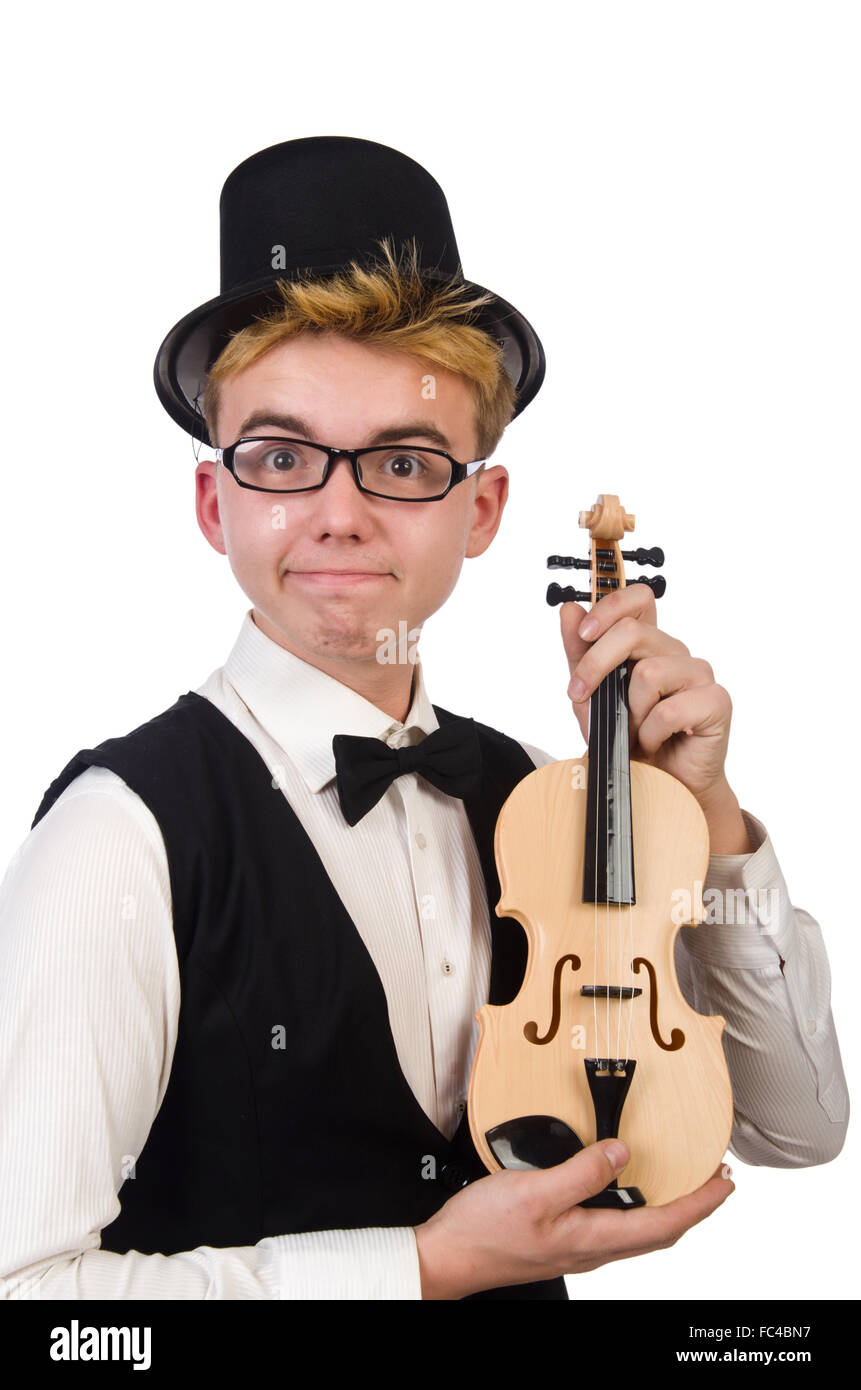 Funny violin player isolated on white Stock Photo Alamy