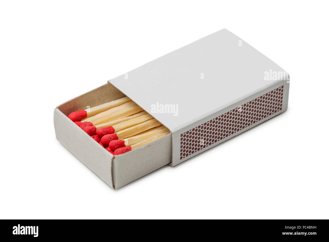 Matchbox with red matches isolated on white background Stock Photo