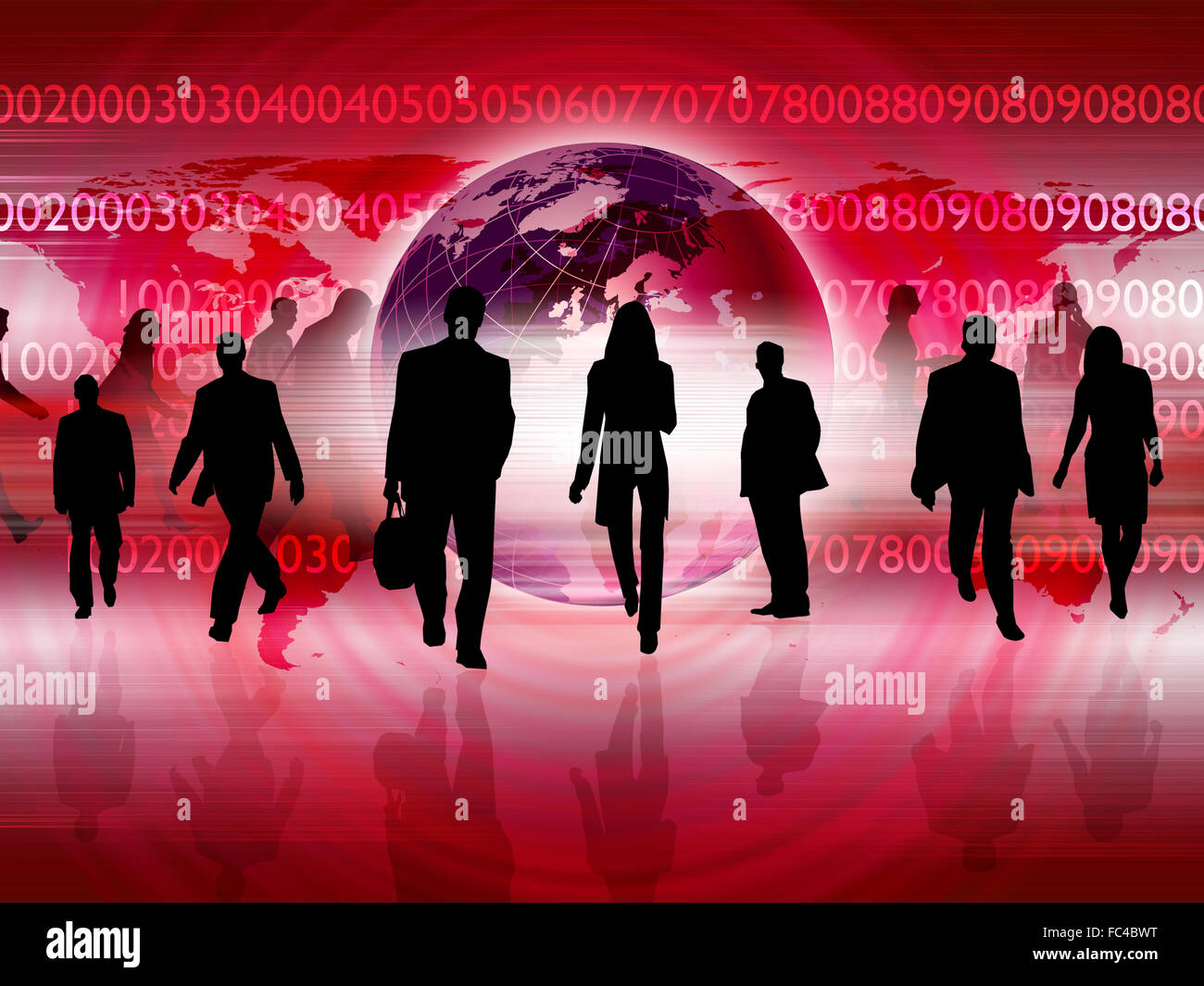 Silhouettes of people in the abstract business background Stock Photo ...