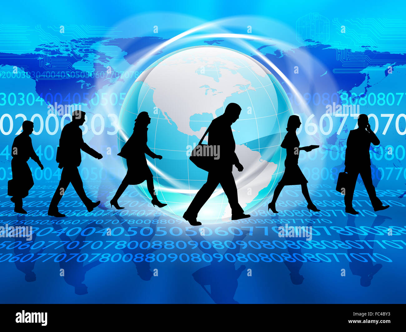 Silhouettes of people in the abstract business background Stock Photo ...