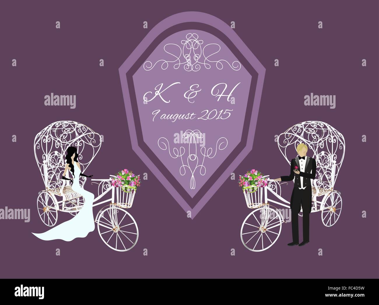 bride and groom on a white tricycle Stock Vector Image & Art - Alamy