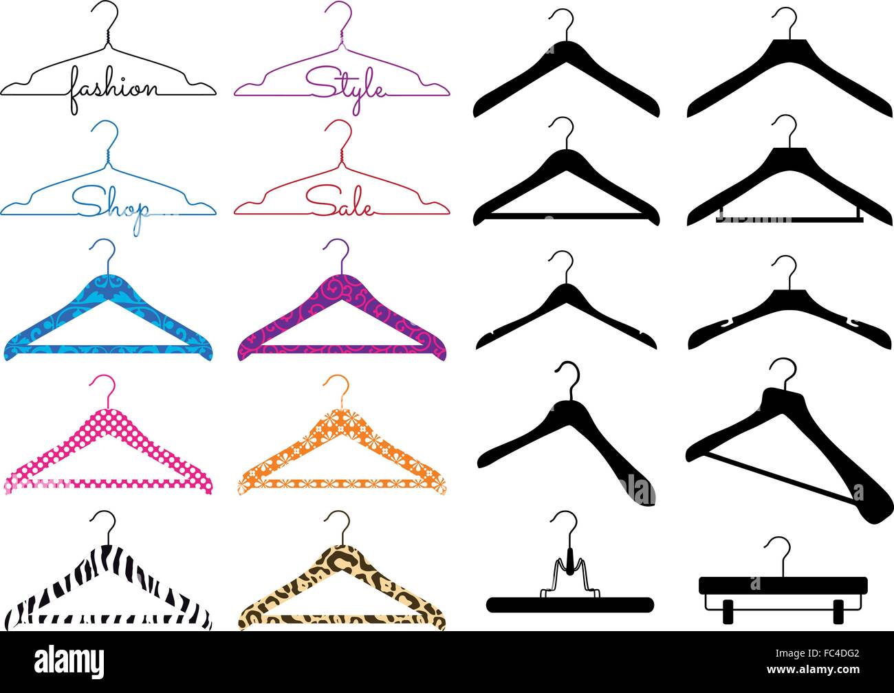 set of different clothes hanger, vector design elements Stock Vector