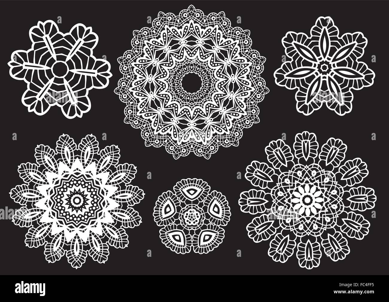 Abstract lace doilies, vector set Stock Vector
