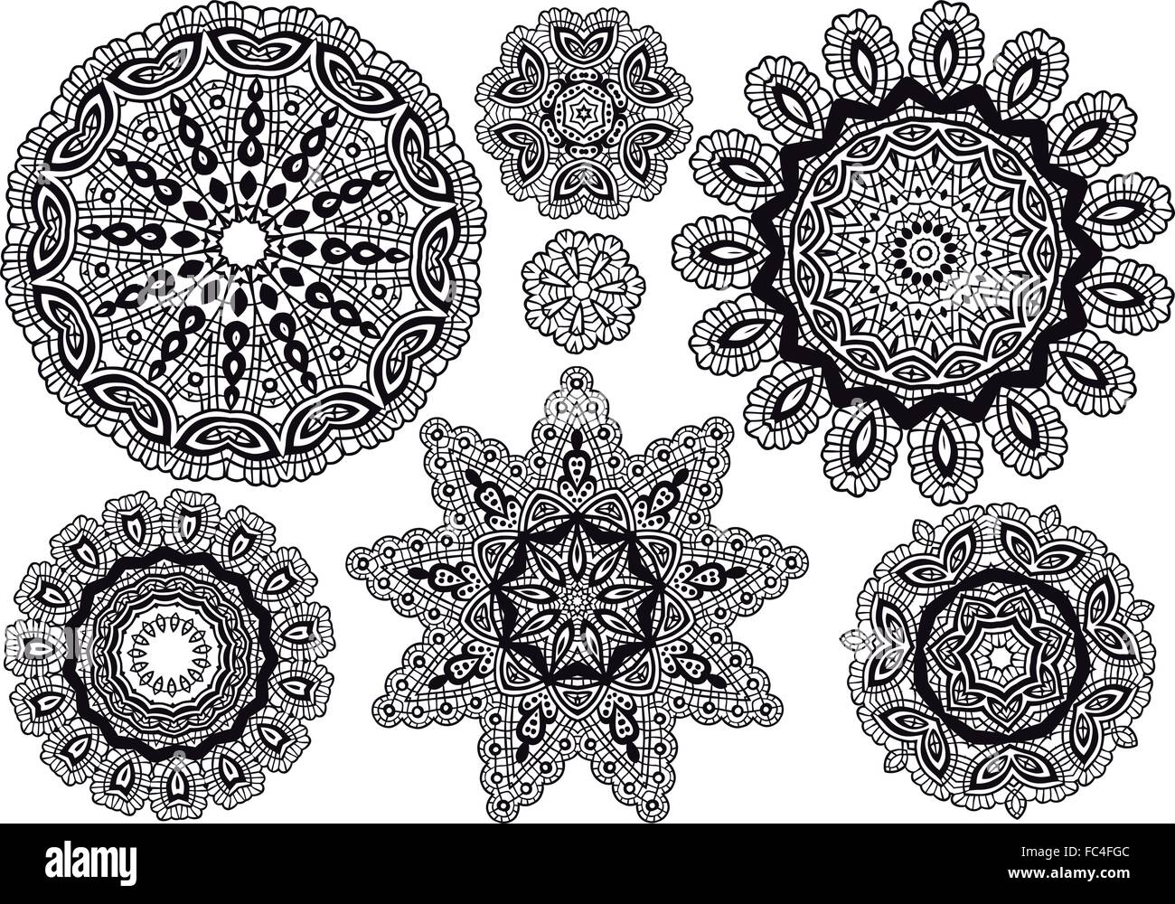 Abstract lace pattern, vector set Stock Vector