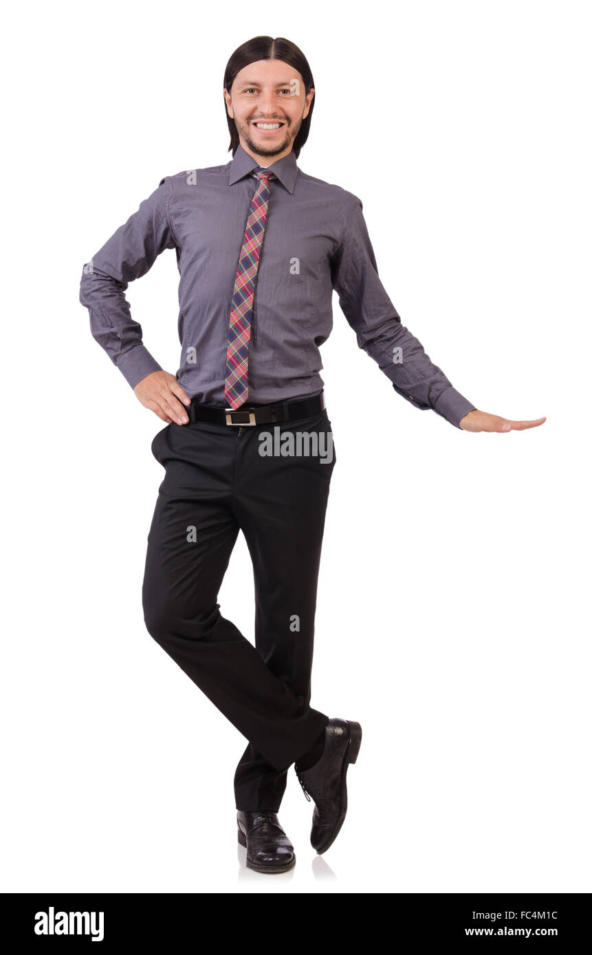 Young businessman in gray suit isolated on white Stock Photo - Alamy