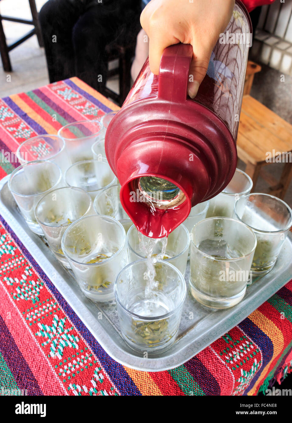 Just brewed green tea at Meijiawu Tea Village on west end of Hangzhou’s West Lake. The village is famous for its Longjing tea Stock Photo