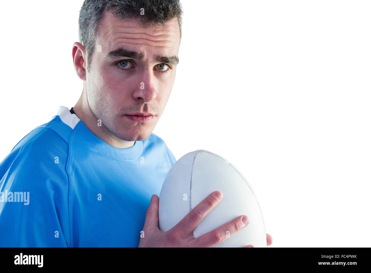 Rugby player holding a rugby ball Stock Photo Alamy