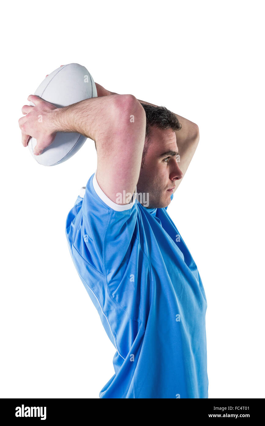 Rugby player about to throw a rugby ball Stock Photo Alamy