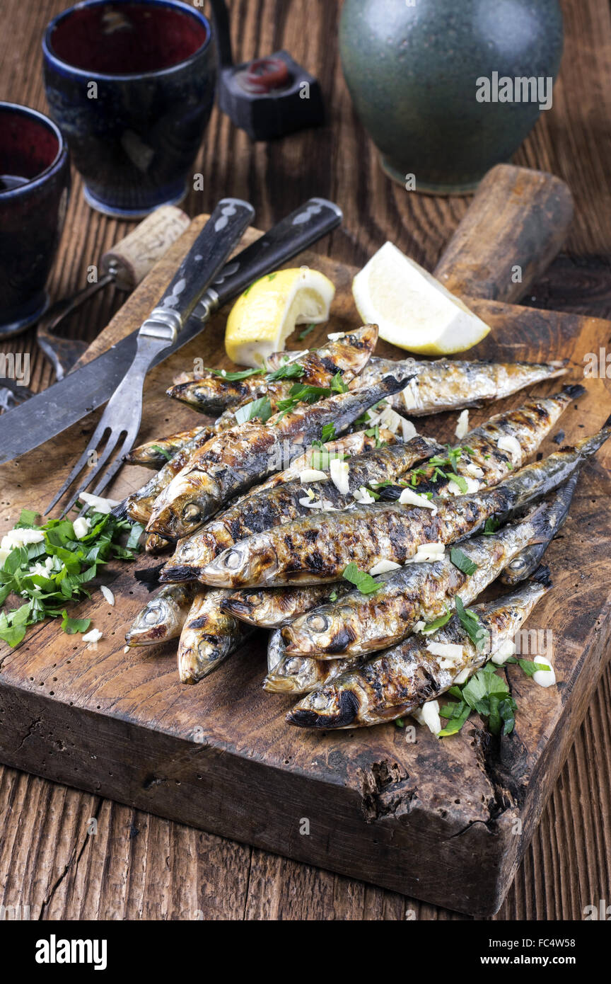 Grilled Anchovies Stock Photo Alamy