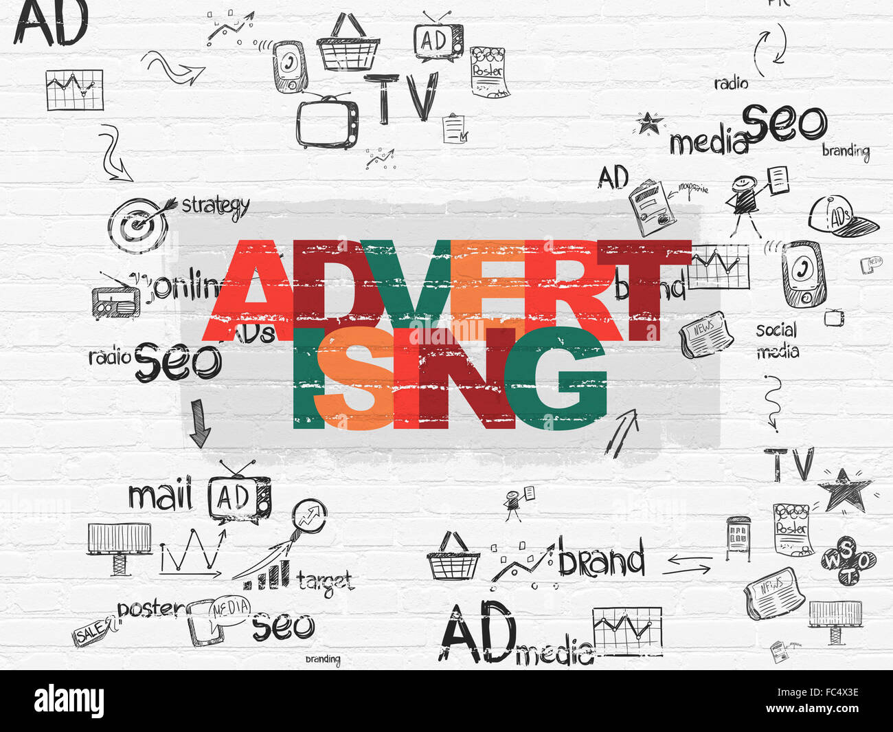 Advertising concept: Advertising on wall background Stock Photo - Alamy