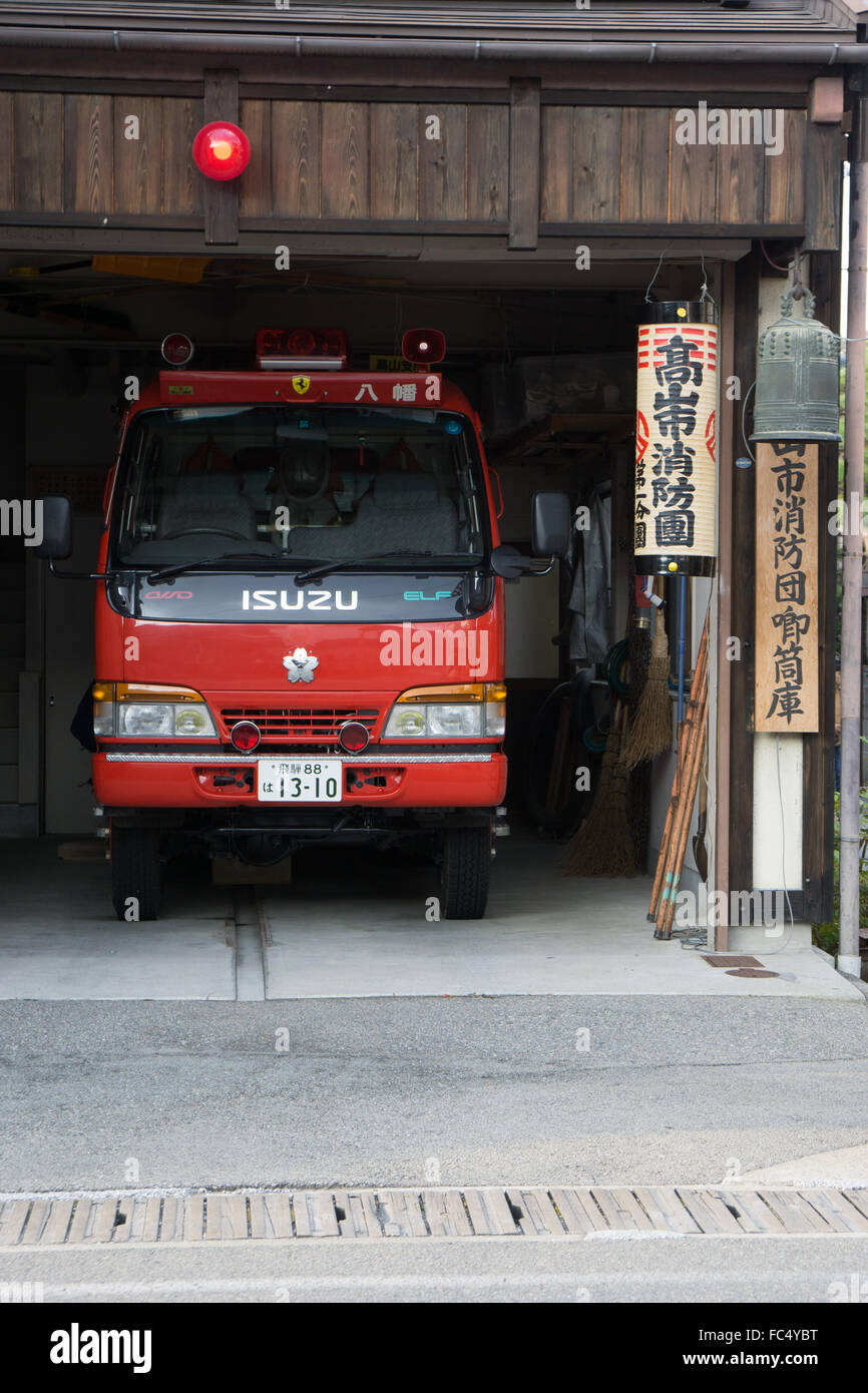 fire truck and station in Takayama Japan Stock Photo