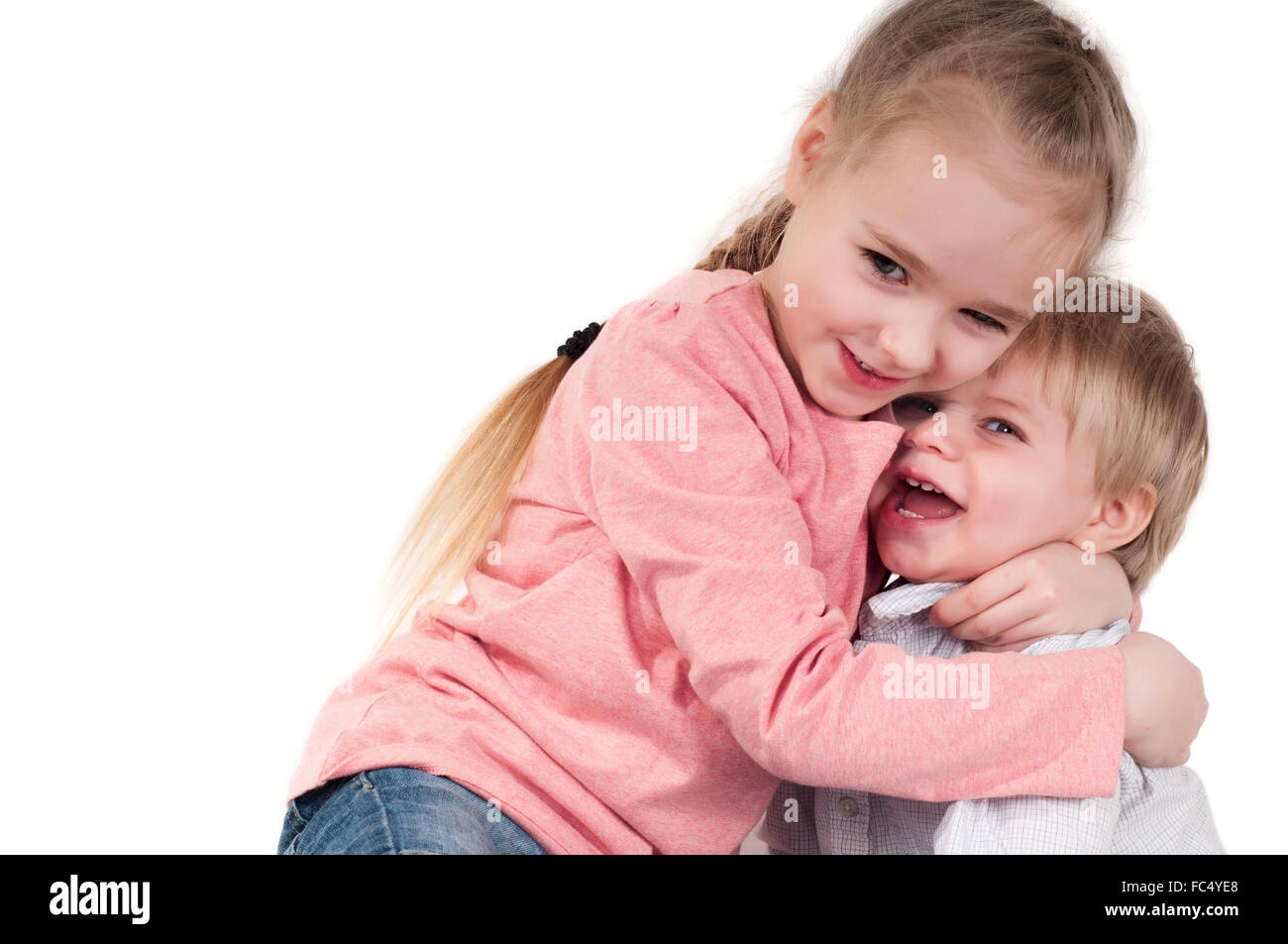 Happy brother sister hug in hi-res stock photography and images - Alamy