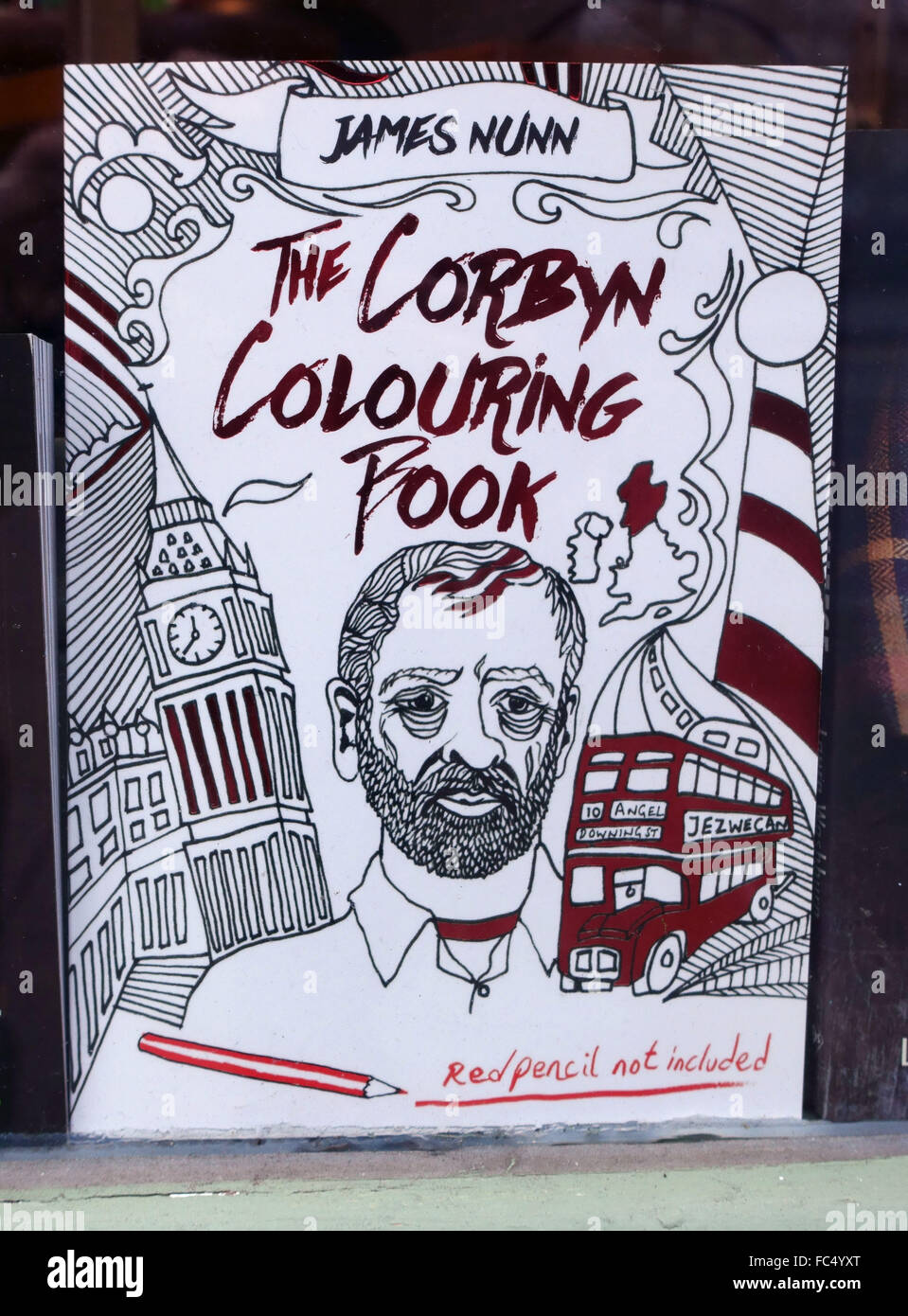 The Corbyn Colouring Book in shop window, London Stock Photo