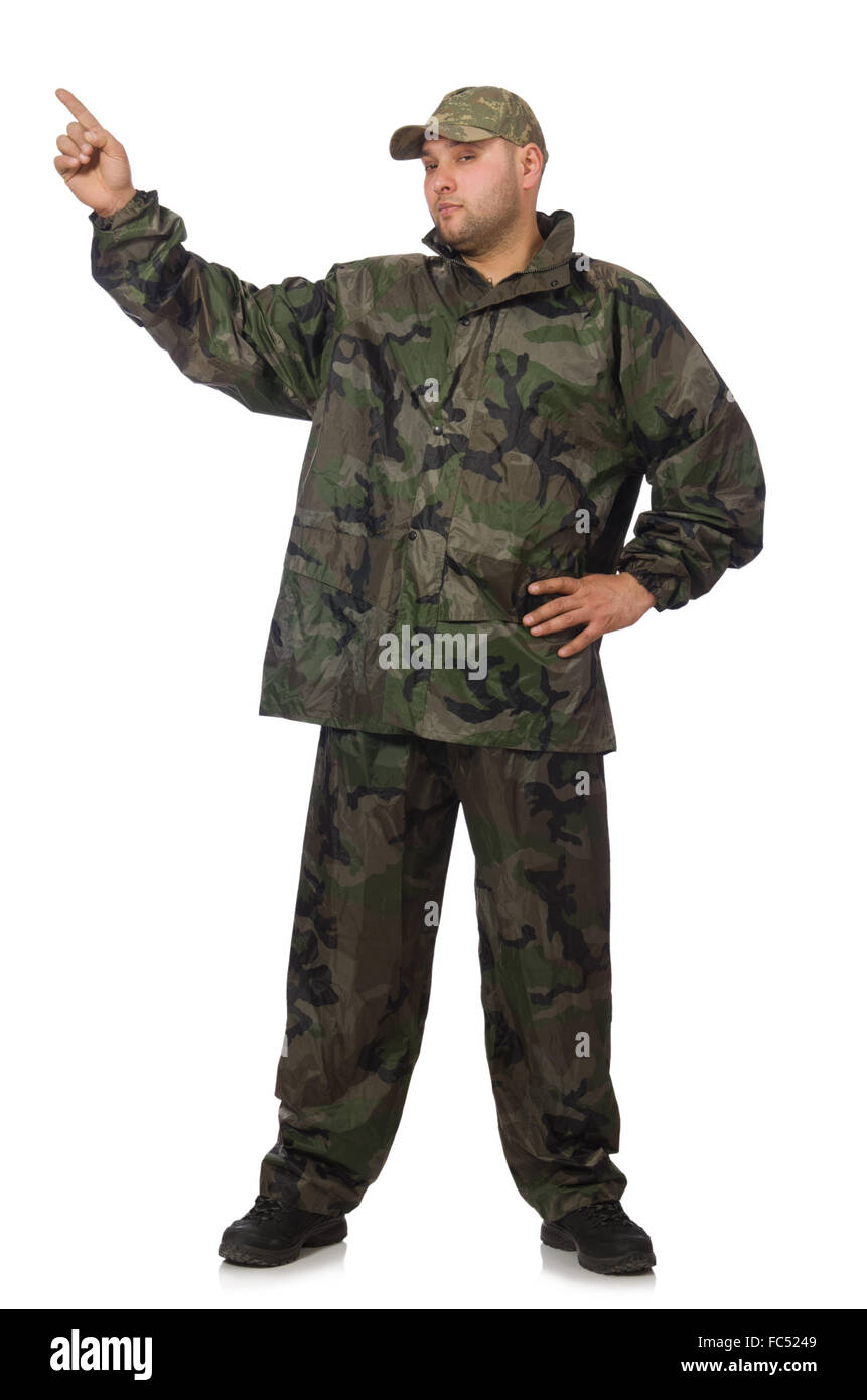 Young man in soldier uniform isolated on white Stock Photo Alamy