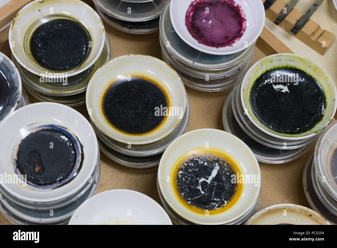 Japan dyes for hand painting kimonos Stock Photo