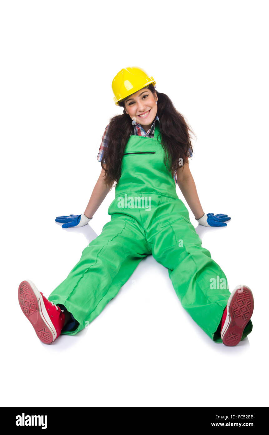 green and white overalls