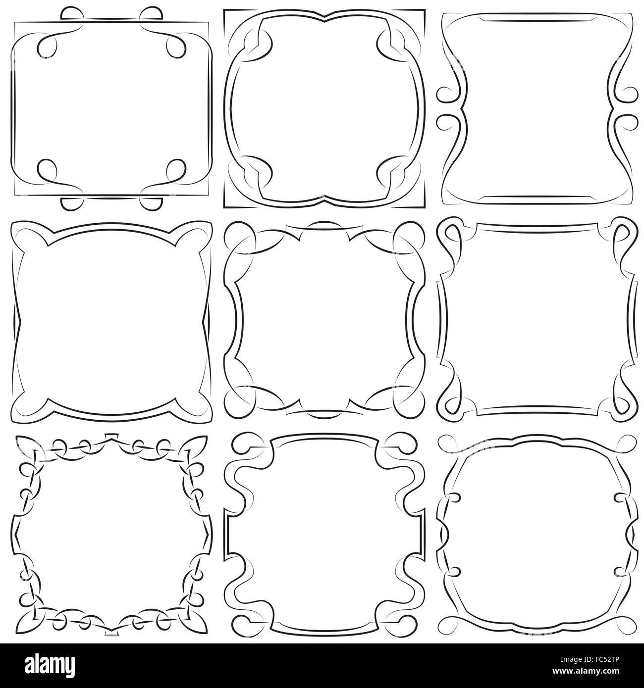 Vector set of nine square frames Stock Photo Alamy