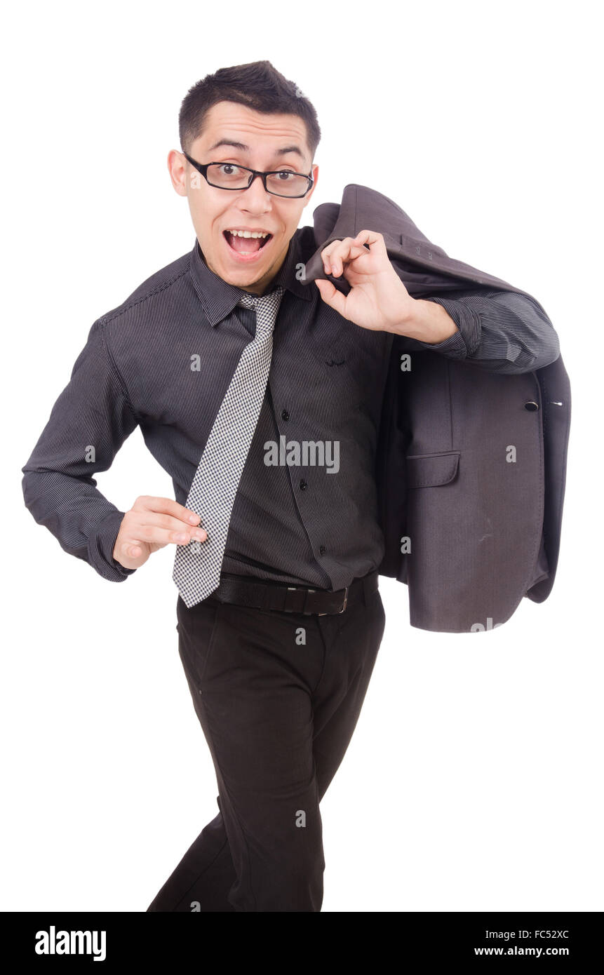 Young man in gray suit isolated on white Stock Photo - Alamy