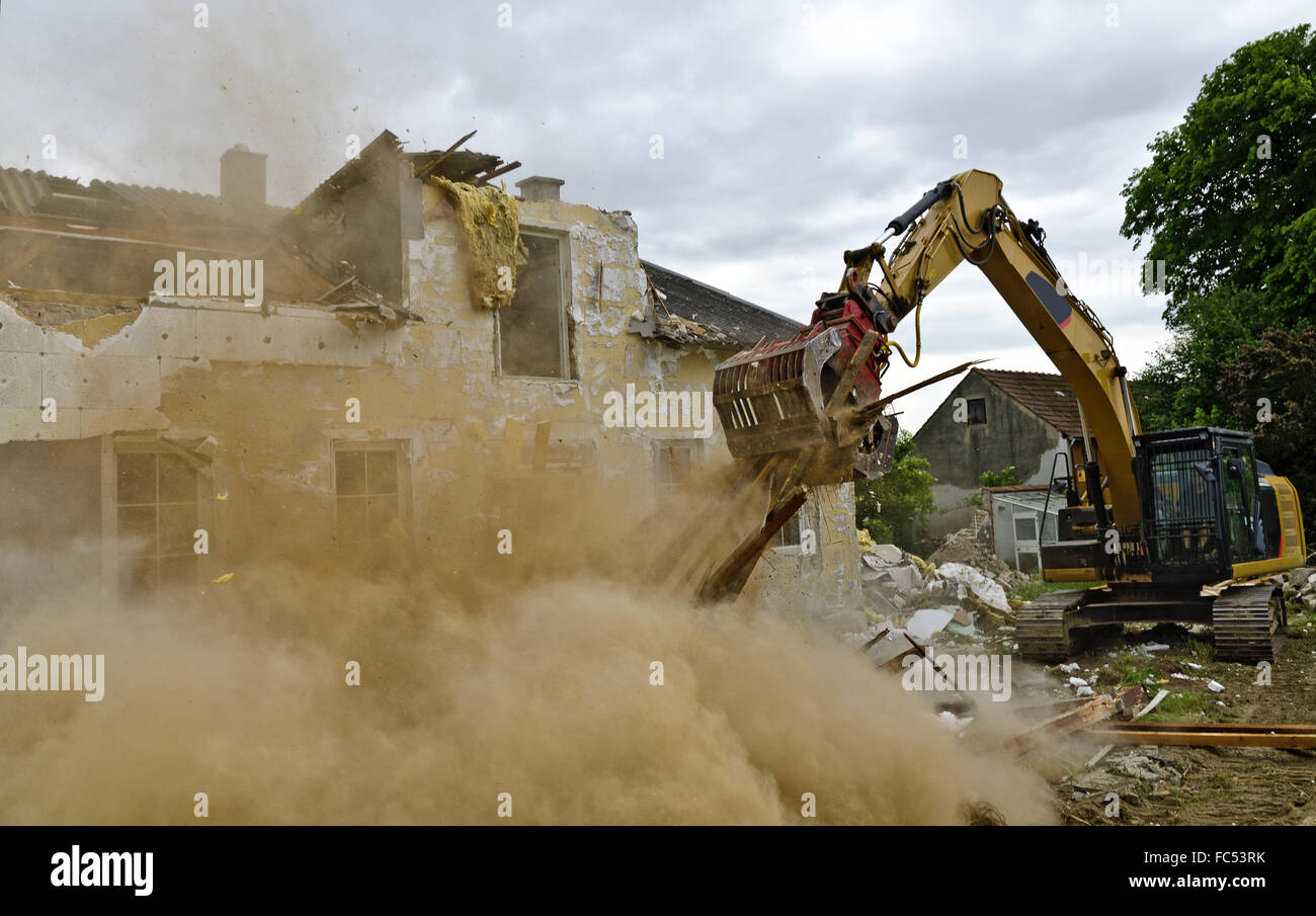 demolition of a residential house Stock Photo