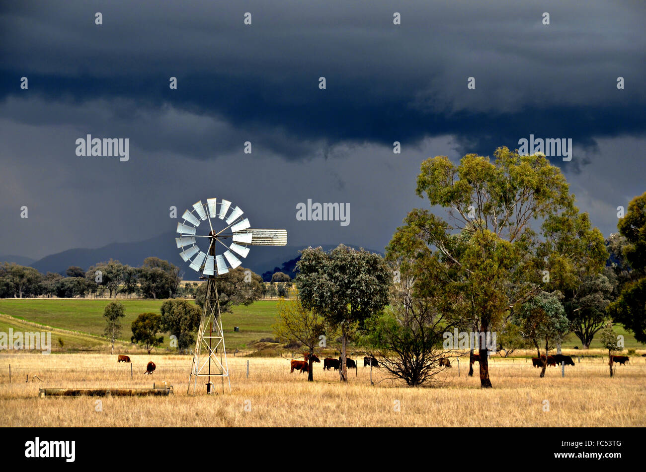 Approaching storm over farms near Tamworth Australia Stock Photo
