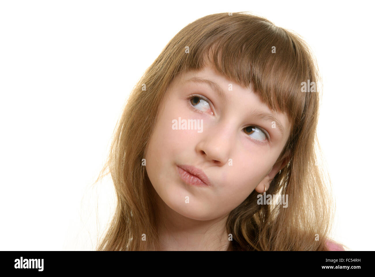 Girl in thoughtfulness and meditations Stock Photo