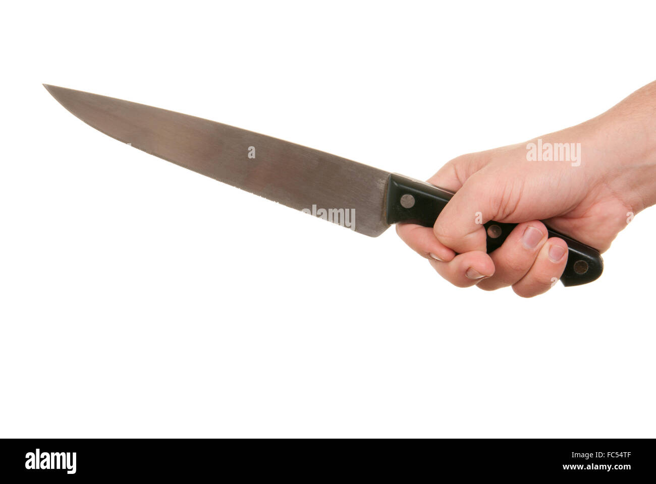 Hand holds knife Stock Photo Alamy