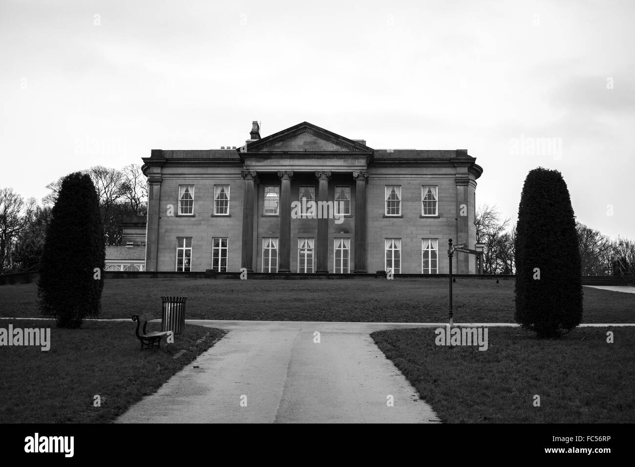 The Mansion in black and white at Roundhay Park, Leeds. Stock Photo