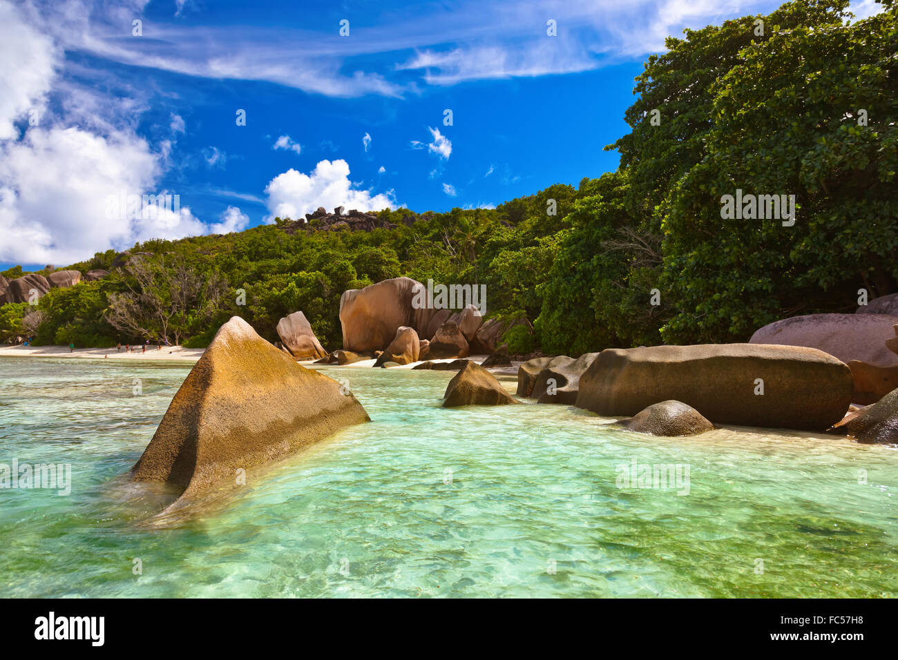 Famous beach Source d'Argent at Seychelles Stock Photo - Alamy