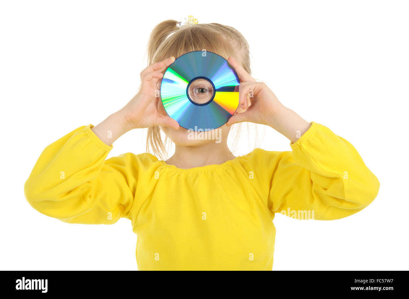 Girl With Cd Stock Photo - Alamy