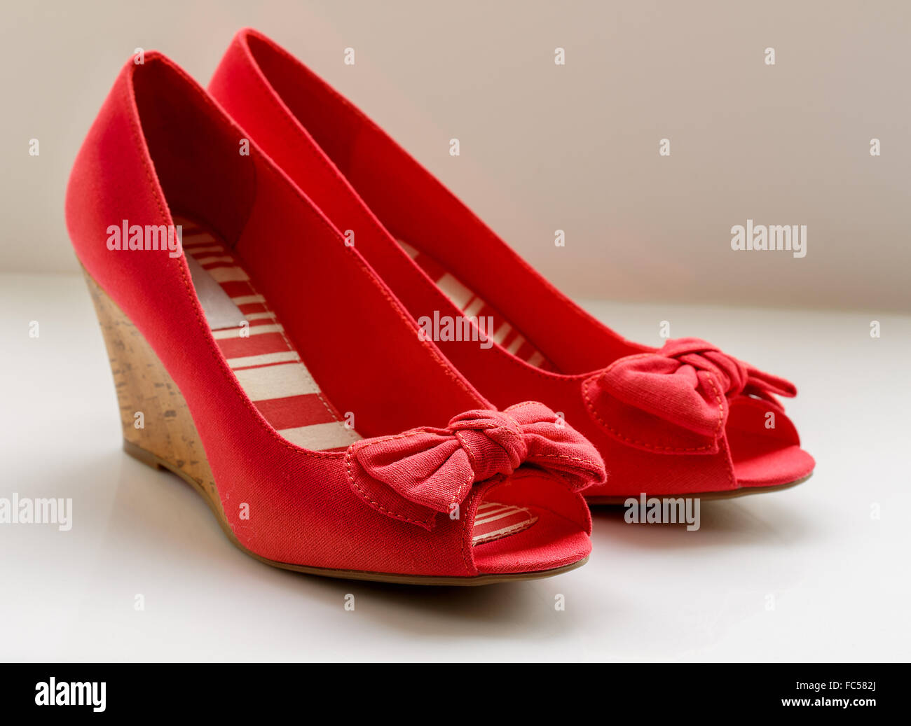 Red Bow Wedges Stock Photo