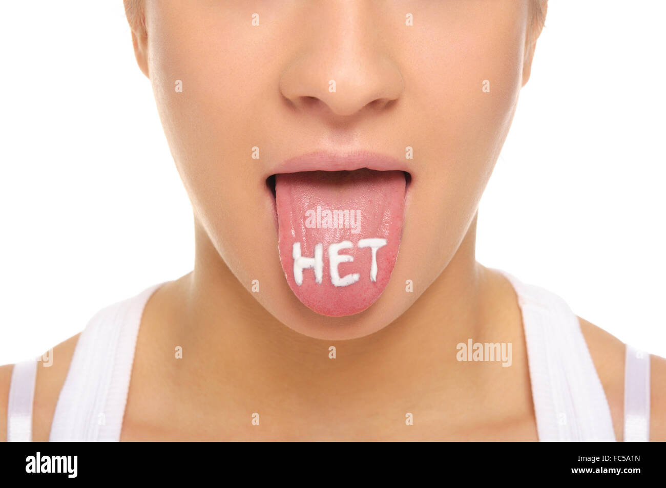 Woman stick ones tongue out Stock Photo