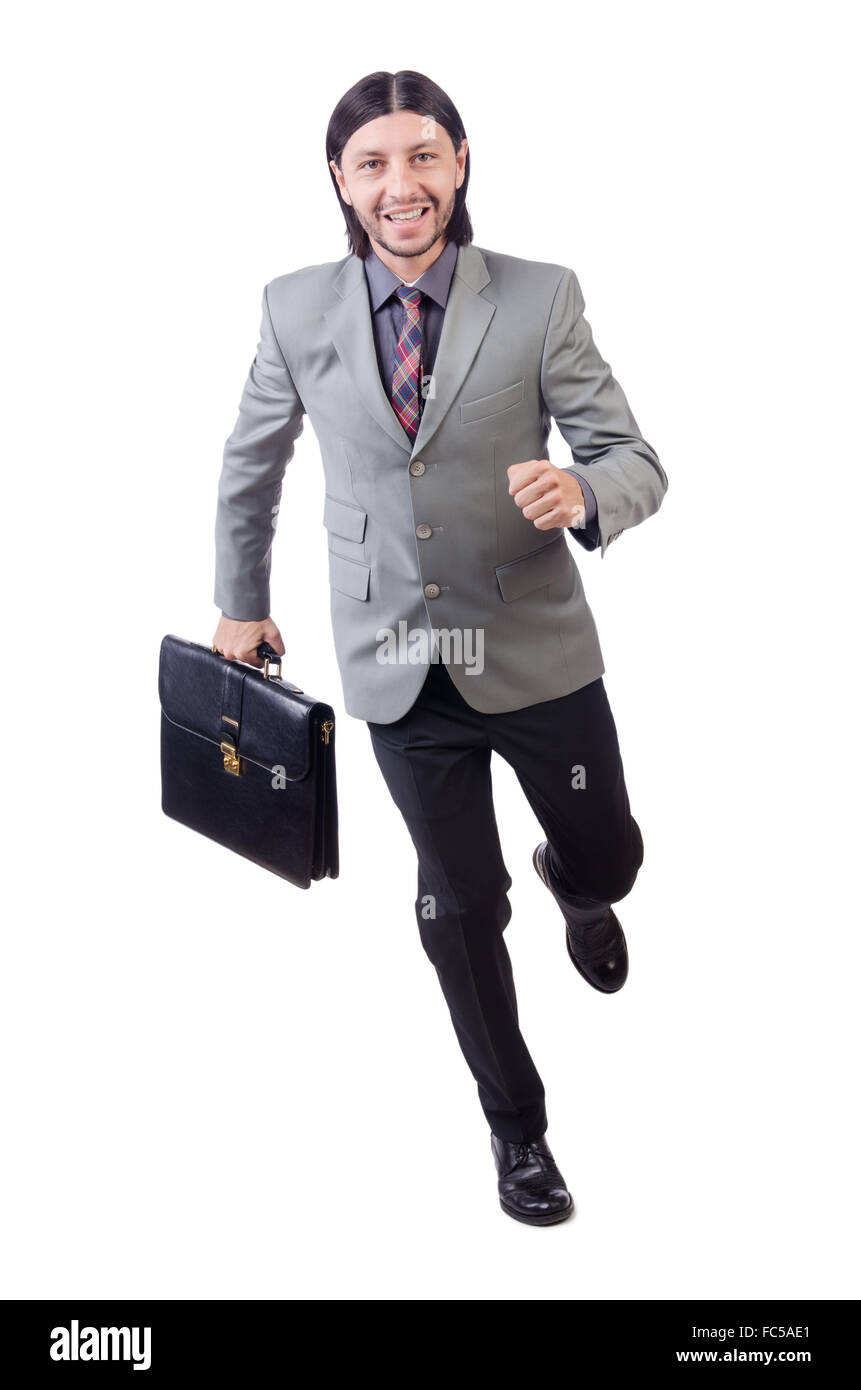 Young businessman in gray suit isolated on white Stock Photo - Alamy