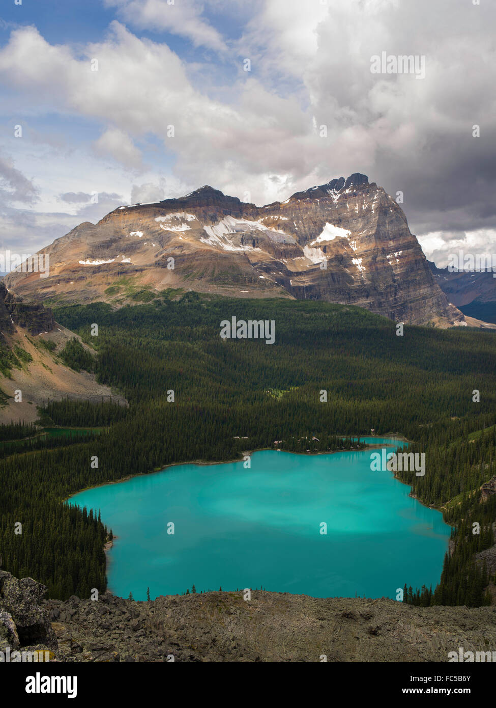 Taking in the view over beautiful, remote Lake O'Hara and Mount Odoray