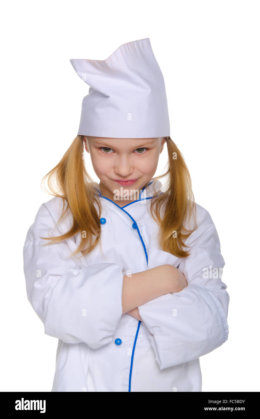 Angry young blonde chef Stock Photo