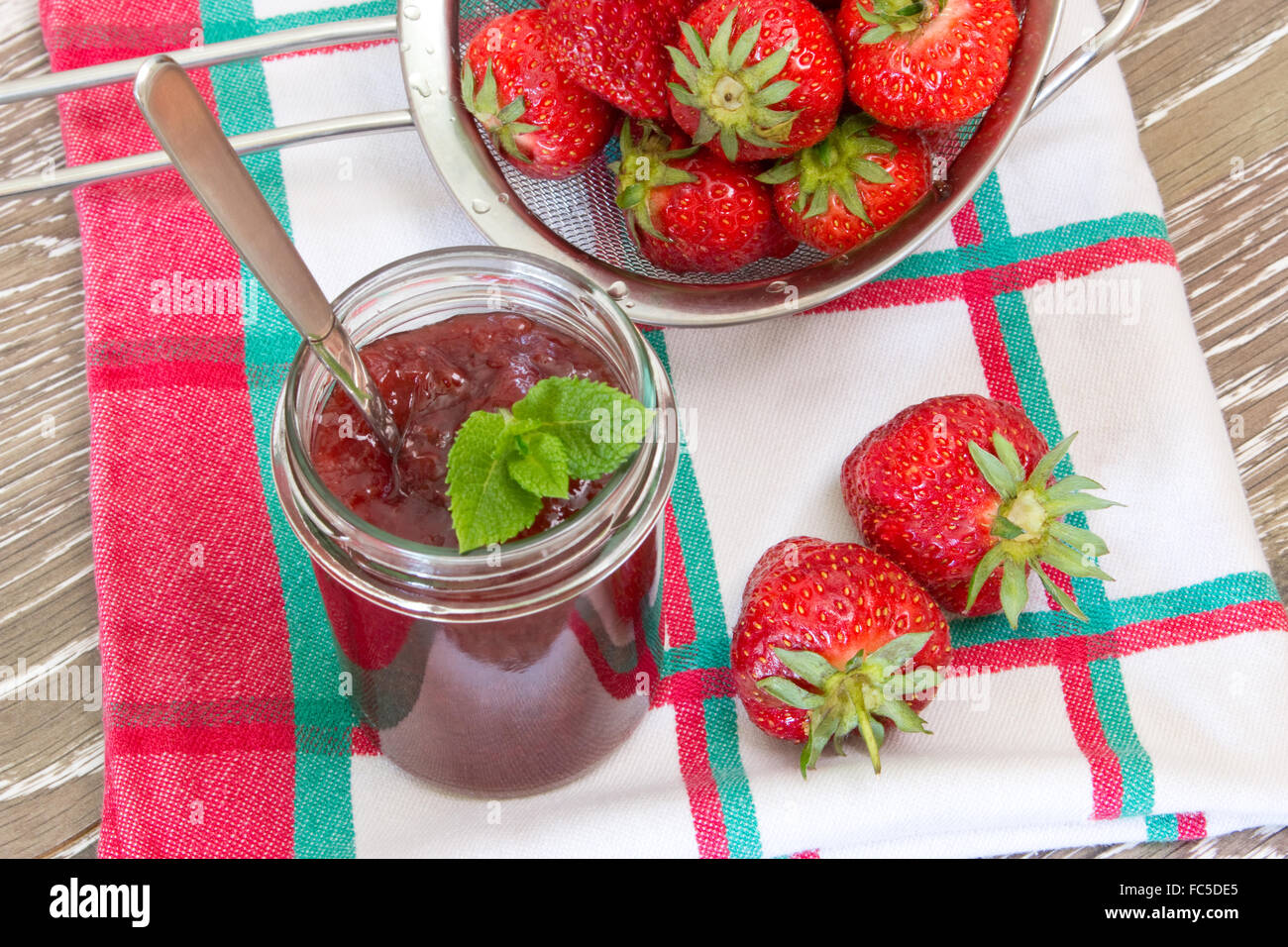 Preserving strawberry confiture Stock Photo