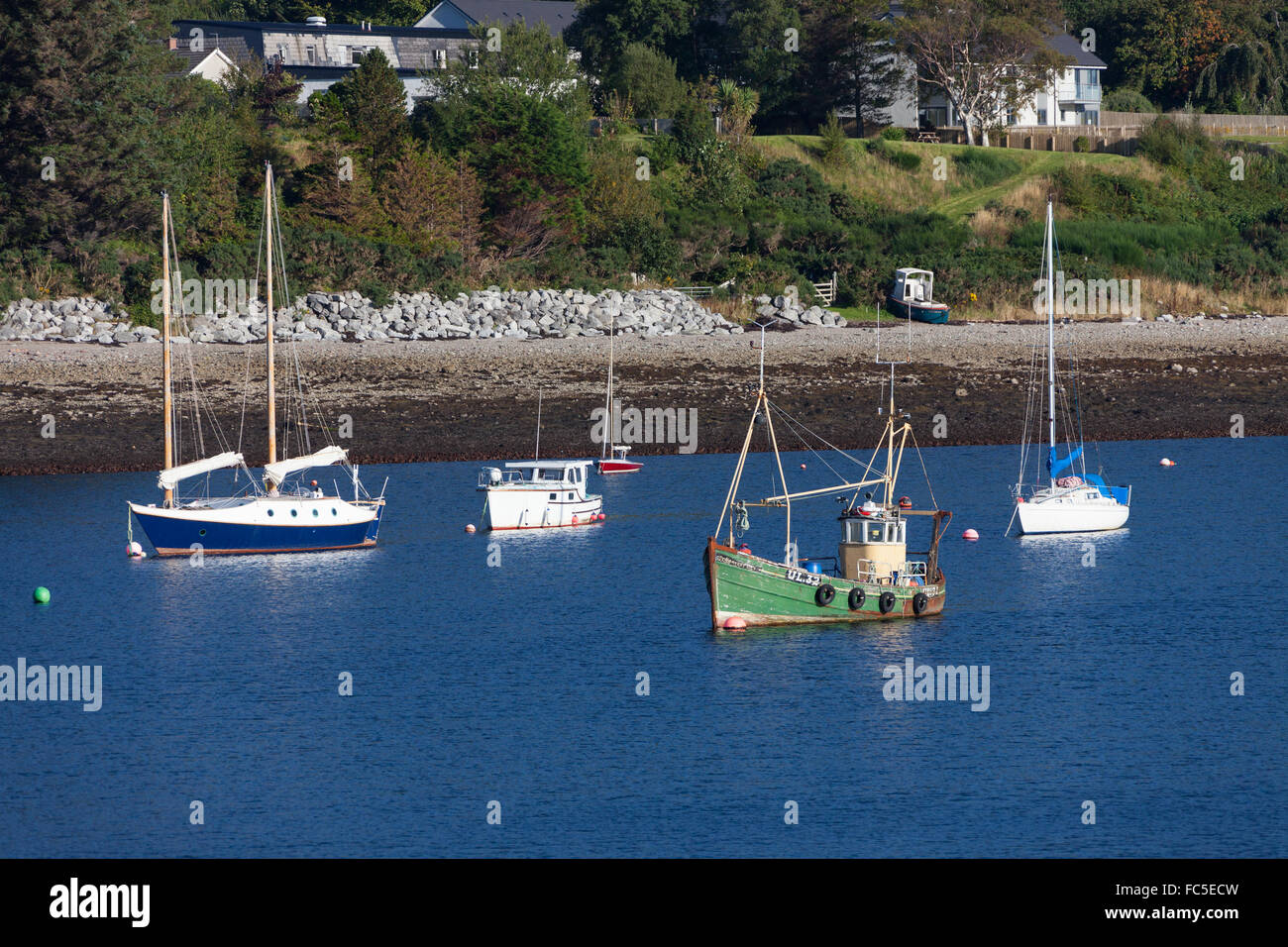 Fishing boats in Ullapool harbour, Ross-shire, Scottish Highlands, Scotland. Stock Photo