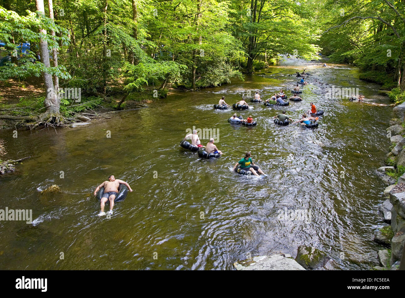 Tubing on Deep Creek in the Great Smoky Mountains, National Park near