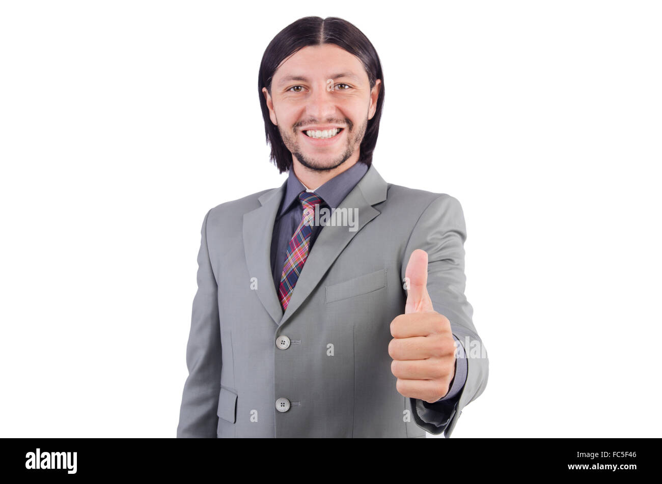 Young businessman in gray suit isolated on white Stock Photo - Alamy