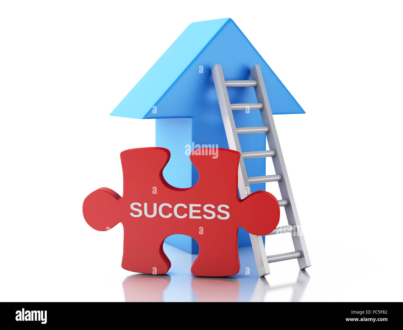 3d Puzzle pieces, arrow and stair. Success concept Stock Photo Alamy
