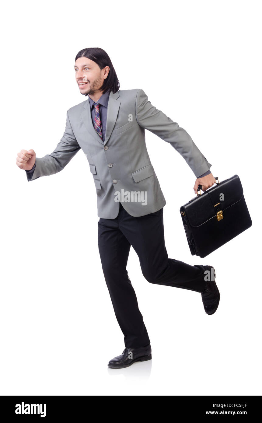 Young businessman in gray suit isolated on white Stock Photo - Alamy