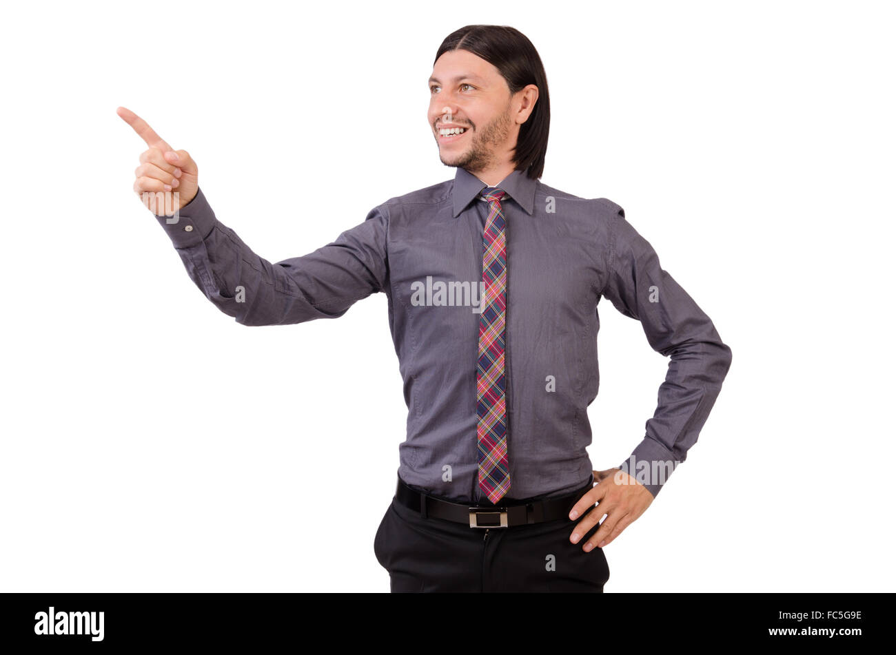 Young businessman in gray suit isolated on white Stock Photo - Alamy