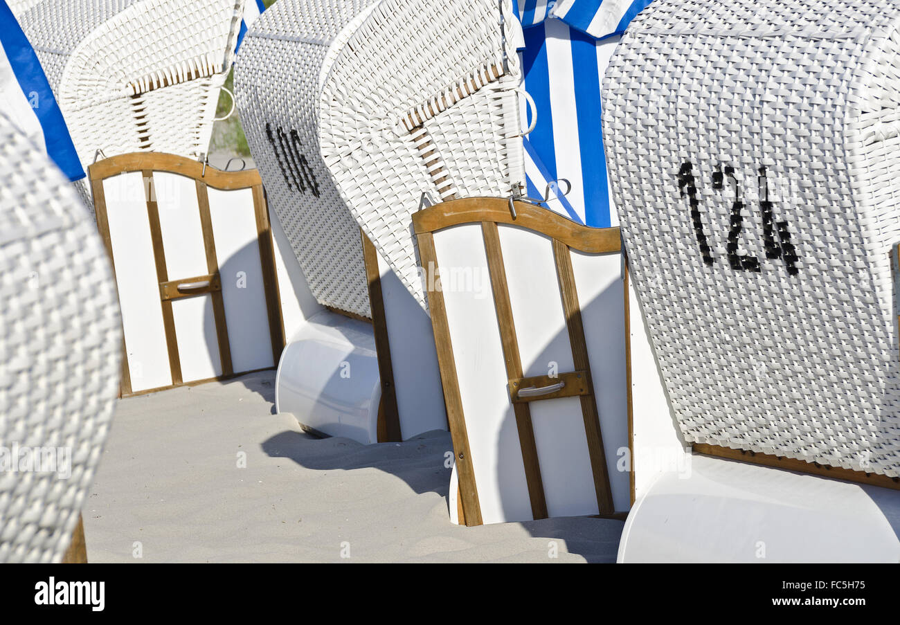 white beach chairs Stock Photo
