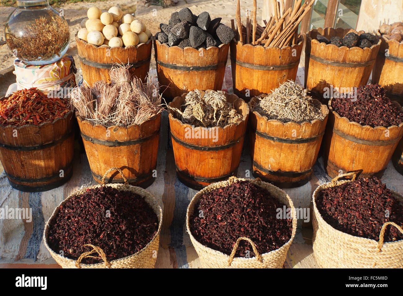 market in egypt with colorful spice and tea Stock Photo Alamy
