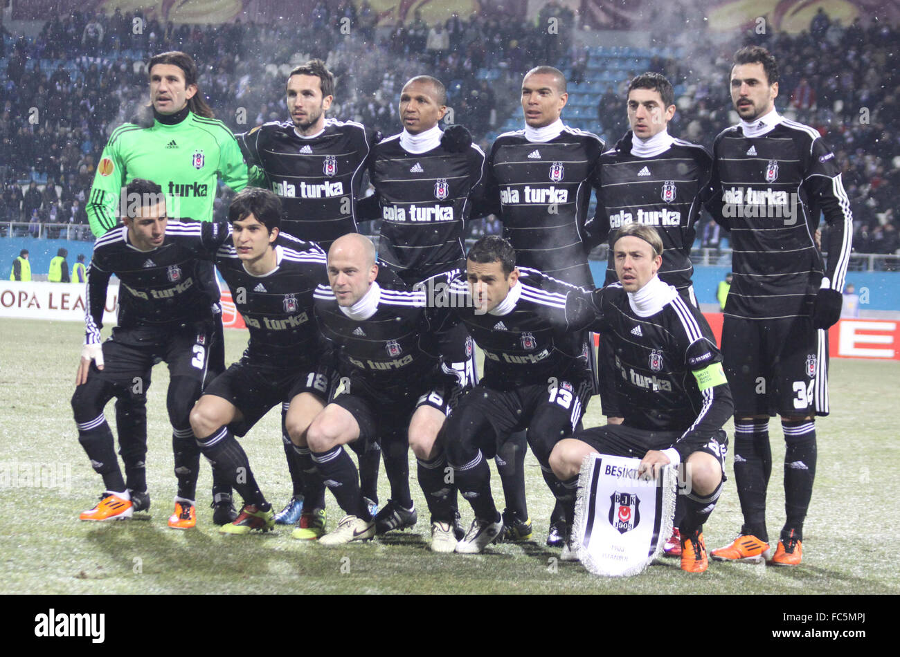 FC Besiktas team pose for a group photo before UEFA Europa League game against FC Dynamo Kyiv Stock Photo