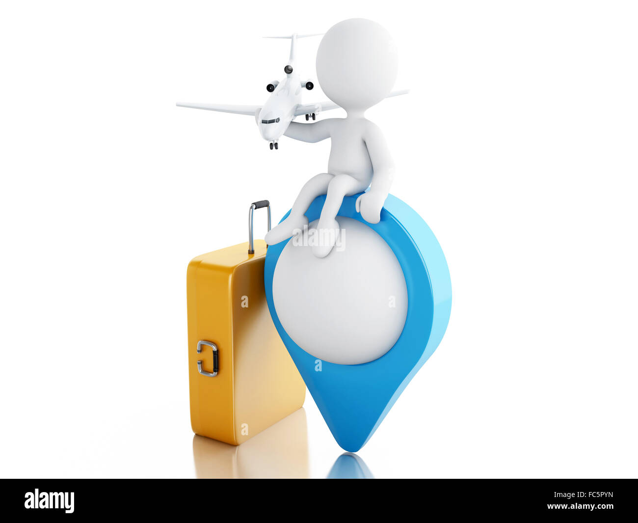 3d White people tourist with travel suitcase Stock Photo - Alamy
