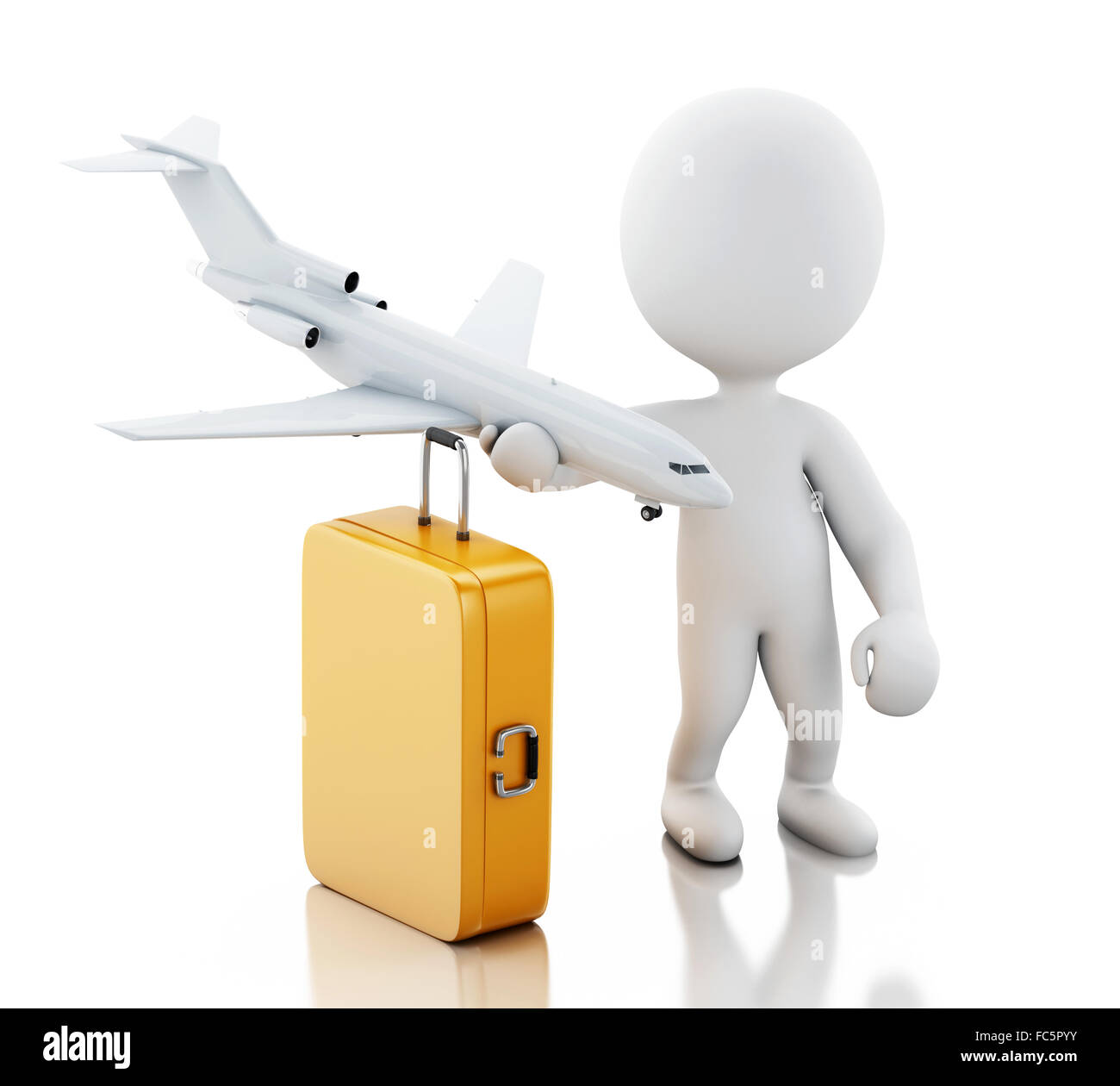 3d white people tourist with suitcases Stock Photo - Alamy
