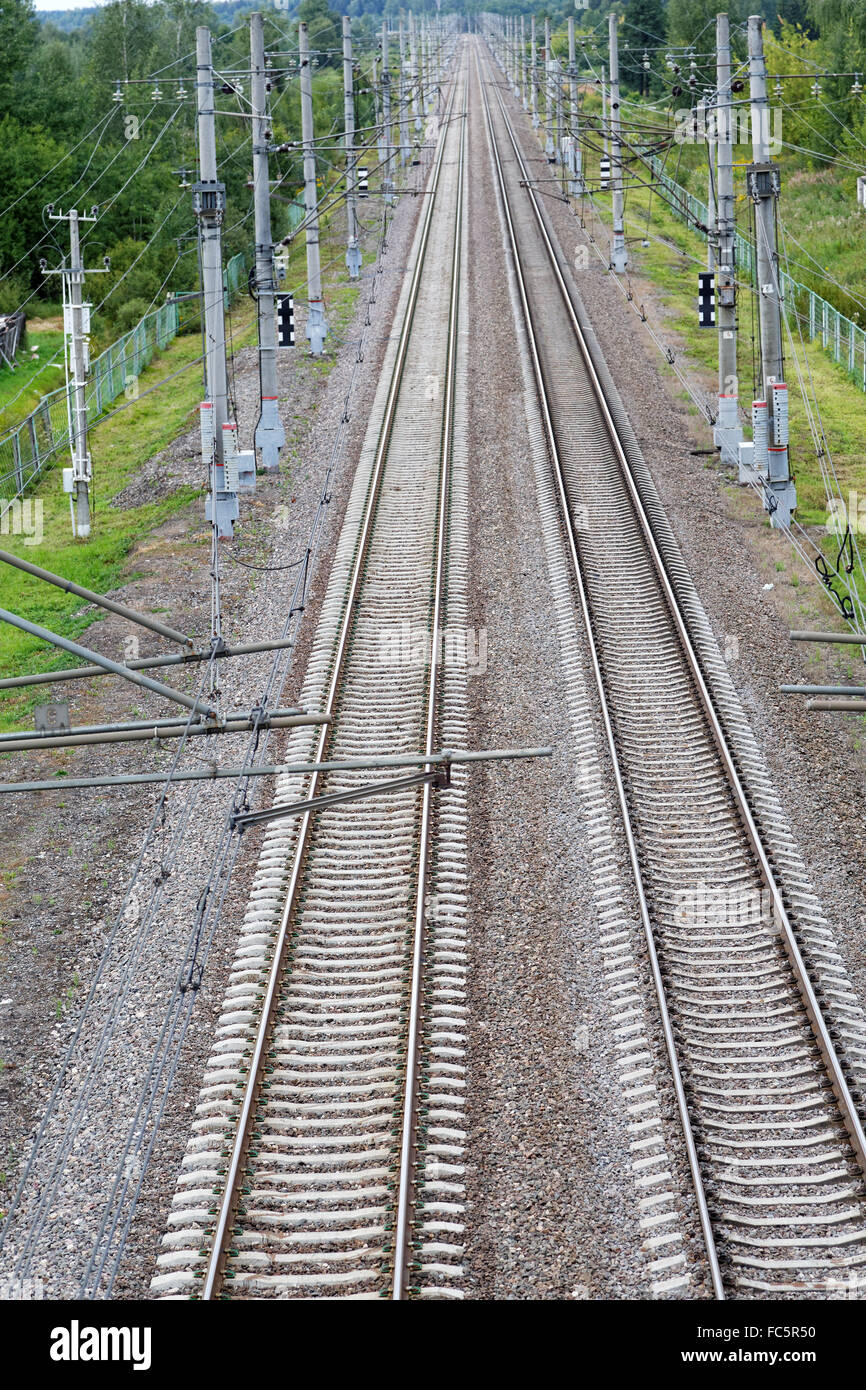 railroad tracks view from above Stock Photo Alamy