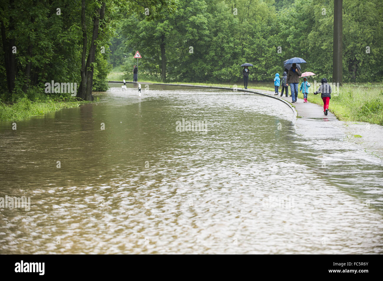 Flooding in a residential area Stock Photo
