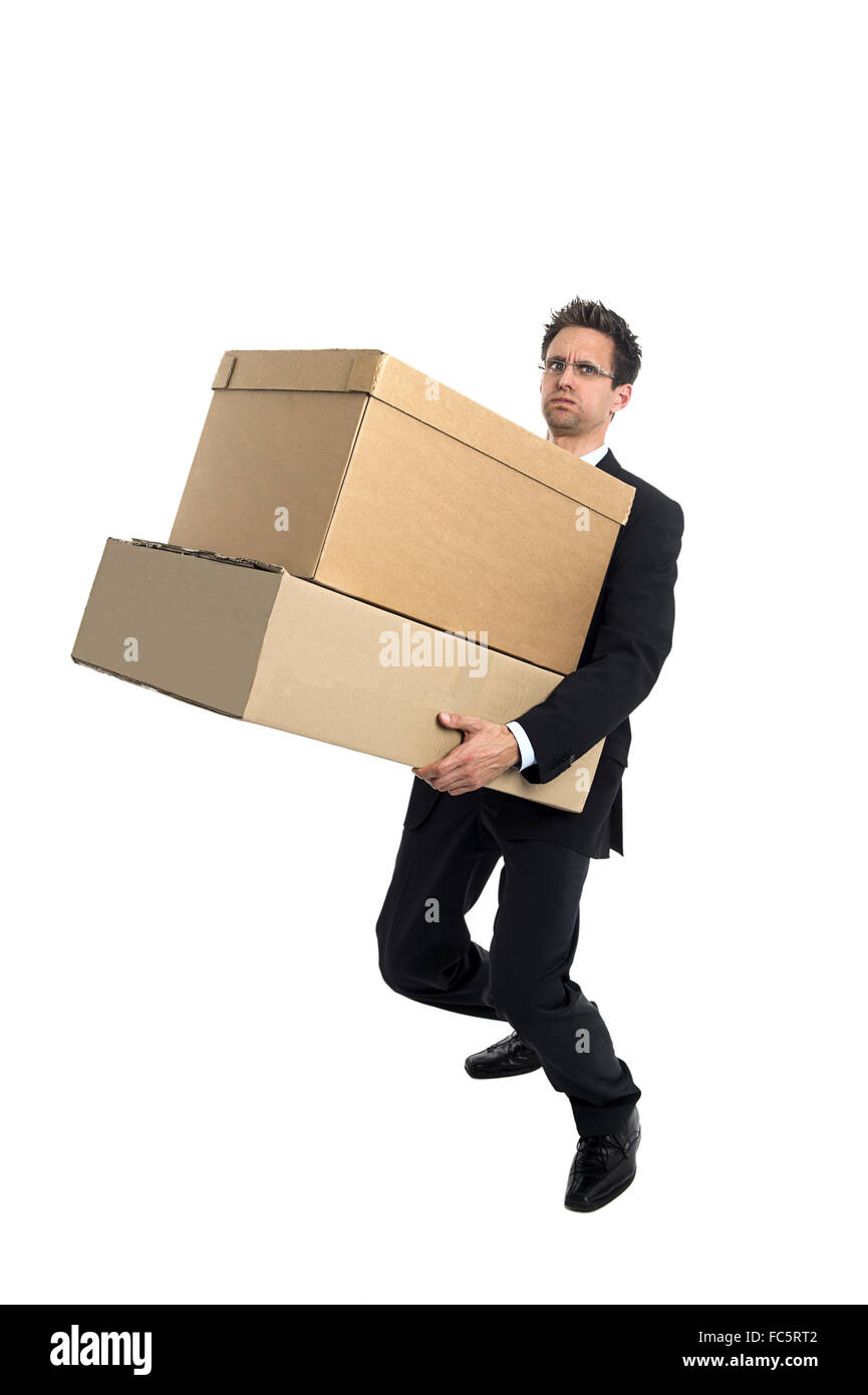 Businessman with a box Stock Photo